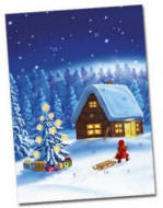 Vægkalender "Hytte" Julekalender kube - Julekalender til bord - Julekalender til væg 